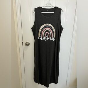 Dark Grey Maxi Dress with “MAMA” Graphic